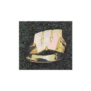   Wisconsin Badgers Solid 14K Gold W Ring Size 10 3/4 Sports