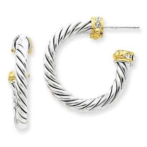    Vermeil Crystal Hoop Post Earrings in Sterling Silver Jewelry