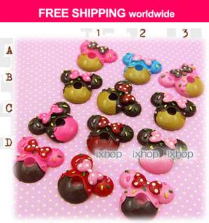 12 Mickey Minnie Mouse Donut (24 Colors U PICK) Resin Cabochon 7100/21 