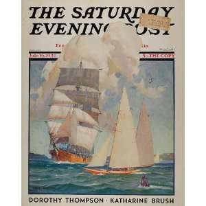 1932 SEP Cover Ship Sailing Sailboat Buoy Gordon Grant   Original 