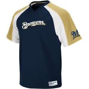  Majestic Milwaukee Brewers Crusader Pullover Jersey   Navy 