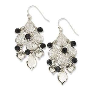   tone Black Crystal Filigree Chandelier Earrings: 1928 Jewelry: Jewelry