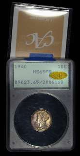 GOLD CAC 1940 PCGS MS65FB Colorful Toned Mercury Dime Rattler  