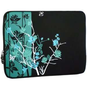 13 inch Midnight Green Sparse Floral Laptop Notebook Sleeve Slip Case 