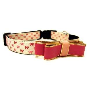  Red and Pink Bow Dog Collar with Matching Bow Attachment: Pet Supplies