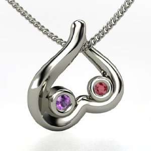  Carried in My Heart, Sterling Silver Necklace with Ruby 