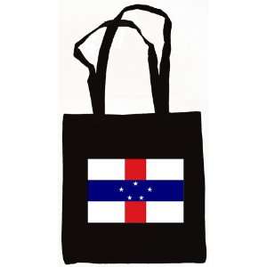  Netherlands Antilles Flag Canvas Tote Bag Black 