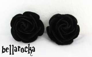 bellarocka glam Rosen OHRSTECKER filz schwarz rockabilly pin up 