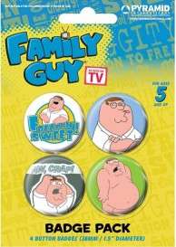 Family Guy   Peter, 4 X 38mm Buttons Button Pack #48023  