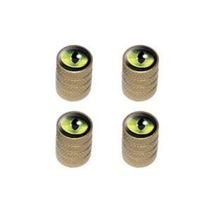  Cat Green Eye   Tire Rim Valve Stem Caps   Gold 