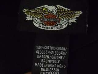 Mens long sleeve shirt 100% cotton black Harley Davidson L button up 