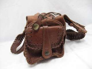 Chloe Burnt Brown Distressed Leather Woven Trim Silverado Bag  