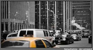Leinwand Bild New York Manhattan Taxi Gelb Schwarzweiß  