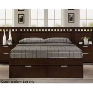  Queen Platform Wall Bed with Storage Footboard in Cherry 
