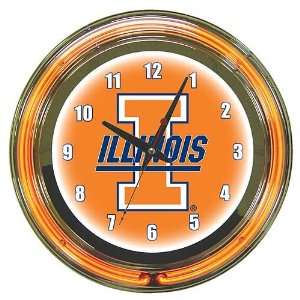  University of Illinois Fighting Illini Neon Clock Sports 