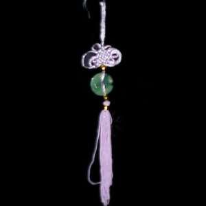  Feng Shui Good Luck Charm with Violet Silk Knot and Jade 