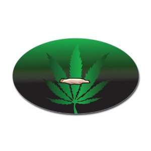  Sticker (Oval) Marijuana Joint and Leaf 