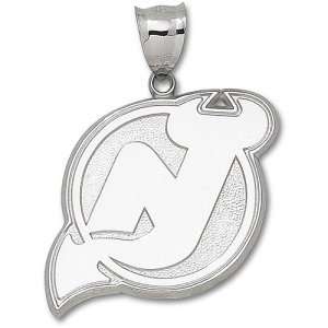  New Jersey Devils NHL Nj Logo Giant Pendant (Silver 