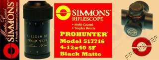 Simmons 4 12x40 517716 Hunting Rifle Scope Riflescope  