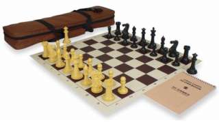 Executive Tournament Chess Set Kit Black & Camel   Brow  