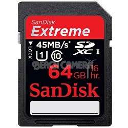 Sandisk 64 GB Extreme SDXC UHS I Memory Card, 45MBps Read/Write Speeds 