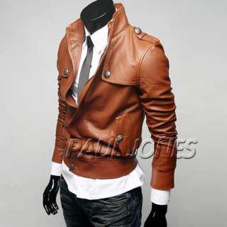 PJ Men’s Stylish PU Leather Jackets Coats Outerwear Motorcycle Sz XS 