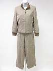   Wool Silk Long Sleeve Zip Up Wide Leg Blazer Pants Suit Outfit SZ 12