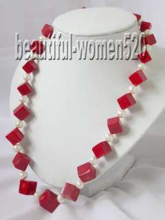 beautiful 24 red baroque coral white pearl necklace . I starting so 