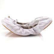FENDI Ballerina Ballet Bow Flats Slippers Silver 39  
