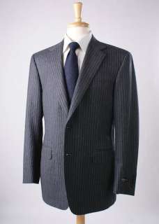 NWT $1695 CANALI Charcoal Gray Chalk Stripe Brushed Flannel Wool Suit 