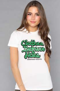 Dangerously Beautiful The Clothes Before Hoes TShirt in Green on White 