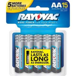 Rayovac Alkaline AA Batteries (15 Pack) 815 12B3TF  