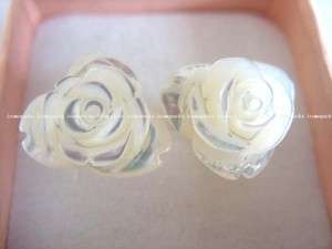 charming 11mm white flower shell and s925 stud earring  