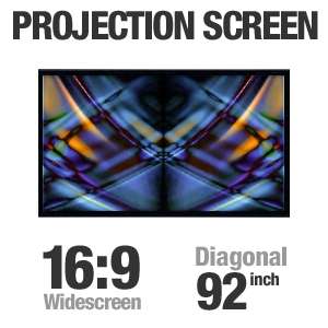 AccuScreens 800018 92 Fixed Frame Projector Screen   169, Matte White 