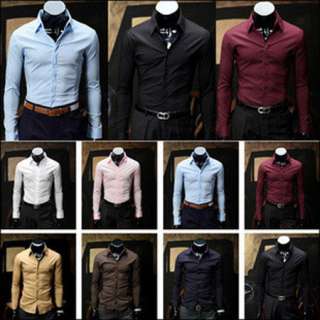 Mens Casual Slim fit Stylish Long Sleeve Shirts Luxury 8 Color 4 Size 