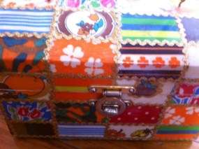 Vintage Retro Decoupage Box Purse Handbag Lucite Handle  