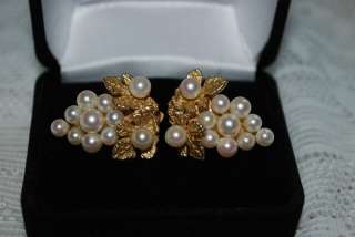 Fine Estate Pearl Earrings 14kt Gold Grape Clusters 12.0 GRAMS NOT 