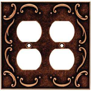 Liberty 2 Gang Duplex French Lace Sponged Copper Wall Plate 64258 at 