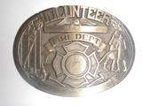 Volunteer Fire Fighter mens engraved solid brass custom belt buckle 
