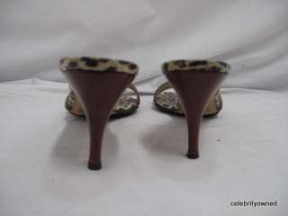   & Gabbana Leopard Sole Leather Double Strap Slip On Heels 41  
