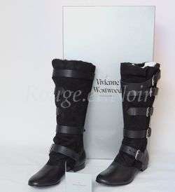 SALE VIVIENNE WESTWOOD black shearling PIRATE boots  