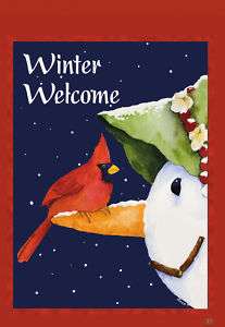 WINTER WELCOME SNOWMAN & CARDINAL MINI FLAG 9934  