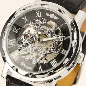   Herrenuhr   mechanische Uhr   Leder armbanduhr: .de: Elektronik