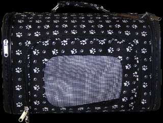 Luggage Style black & white paw prints pet carrier NEW  