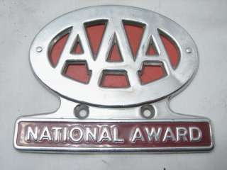 AAA NATIONAL AWARD TRUNK BADGE EMBLEM AUTO CAR PLATE TOPPER  