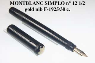 MONTBLANC SIMPLO #12 1/2 safety gold nib F Bhr 1925/30  