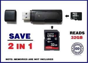 SDHC micro sd memory card 8gb 16gb 32gb USB READER 2in1  