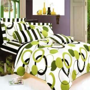 Blancho Bedding   [Artistic Green] 100% Cotton 3PC Duvet Cover set 