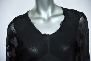   GARCONS Black Long Floral Burnout Raw Edge Distressed Dress S  
