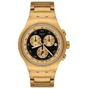   Gold Stainless Steel Quartz Watch with Black Dial Swatch Watches